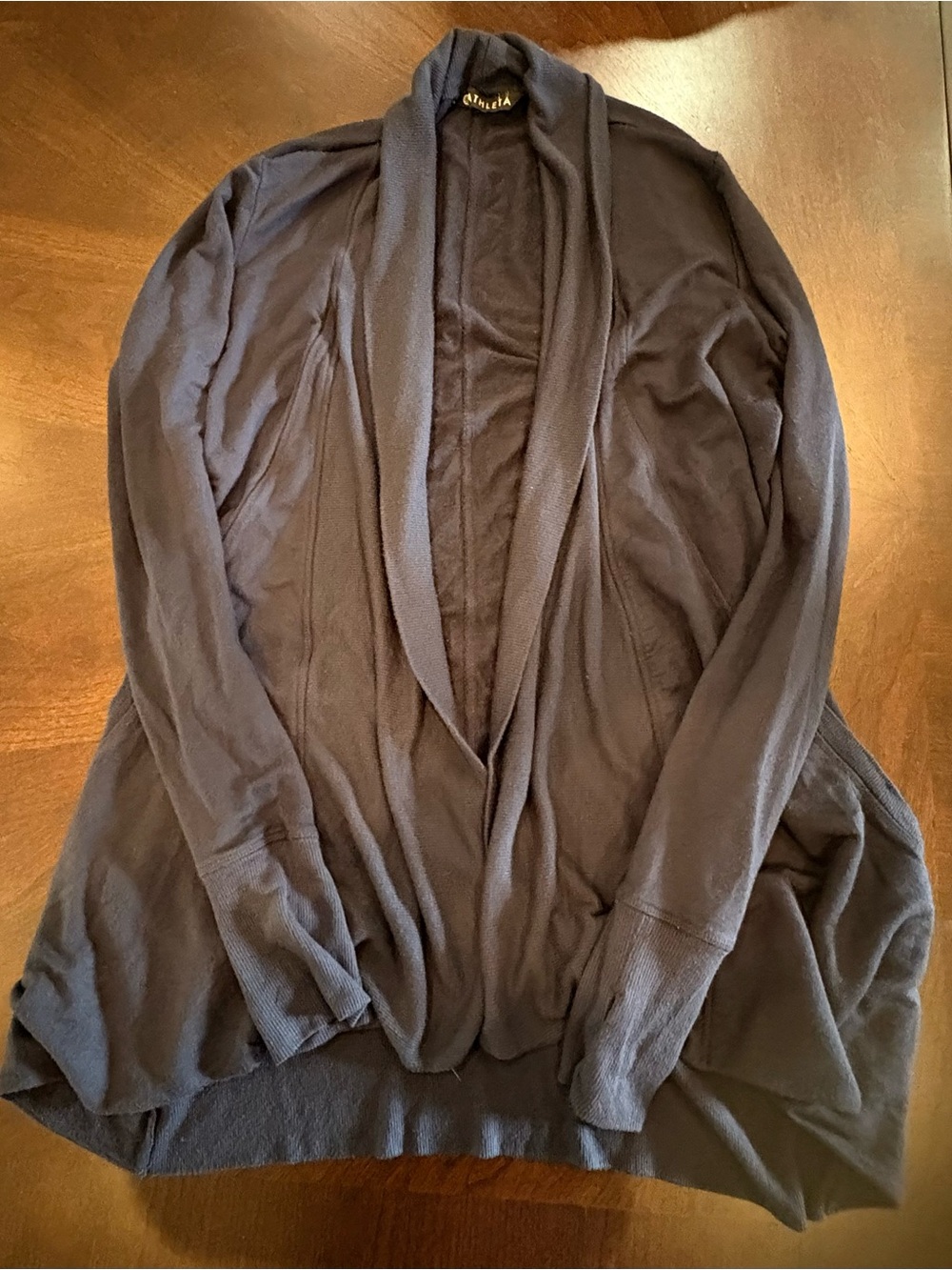 Athleta Navy Open-Front Shawl Collar Cardigan